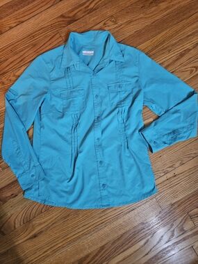 Columbia Teal Long-Sleeve Outdoor Shirt Super Lightweight
